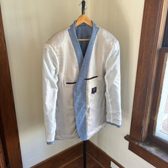 Charles Tyrwhitt Men’s 48L Light Blue Linen Cotton Classic Fit Sport Coat Blazer - Picture 5 of 10